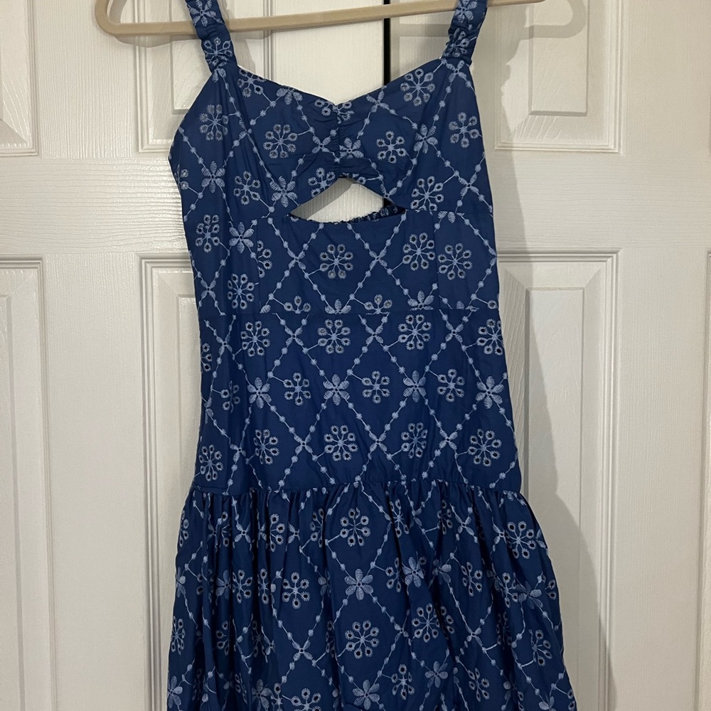 Zara Navy Kids Dress with White Floral Pattern